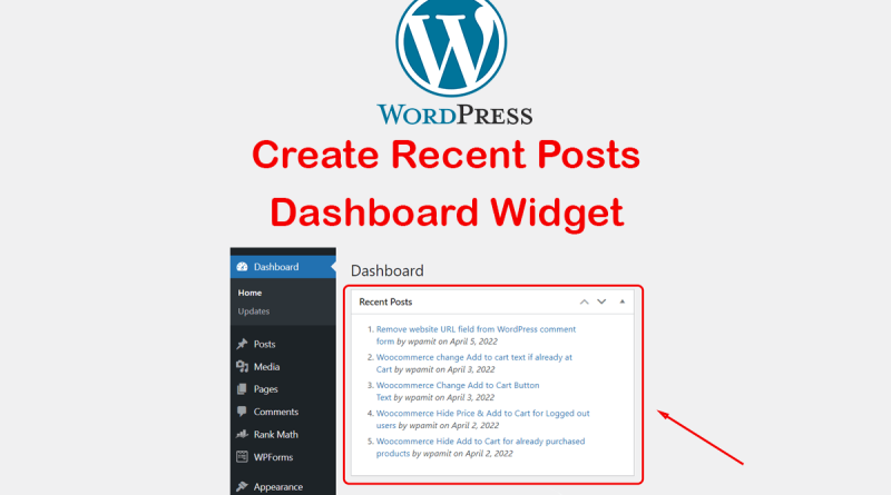 create recent posts dashboard widget without plugin (by using code or snippet in functions.php file)