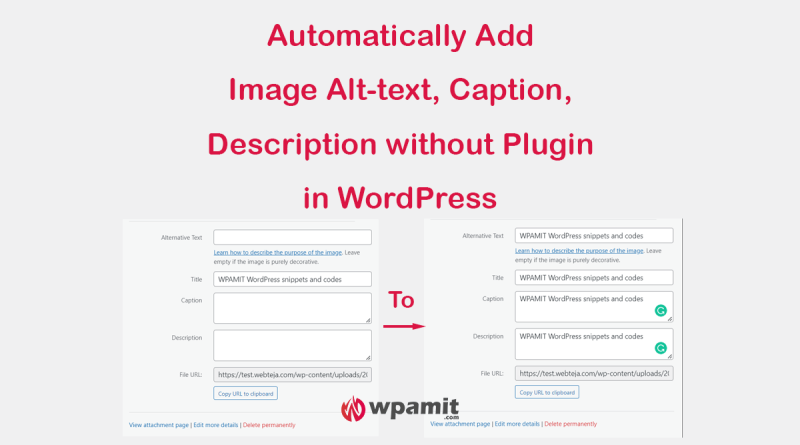 wpamit add wordpress image alt text automatically without plugin