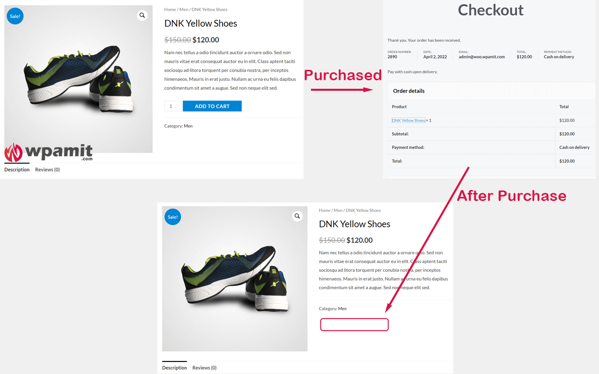 Woocommerce Hide Add to Cart for already purchased products 2 wpamit hide add to cart if product already purchased without plugin 2