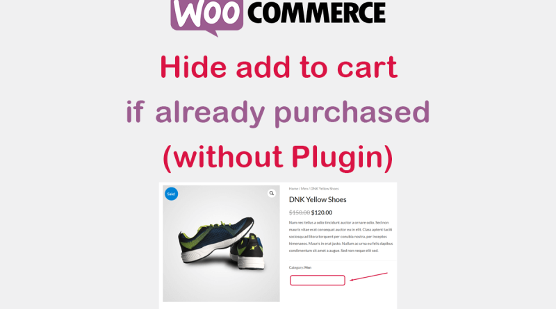 wpamit hide add to cart if product already purchased (without plugin)