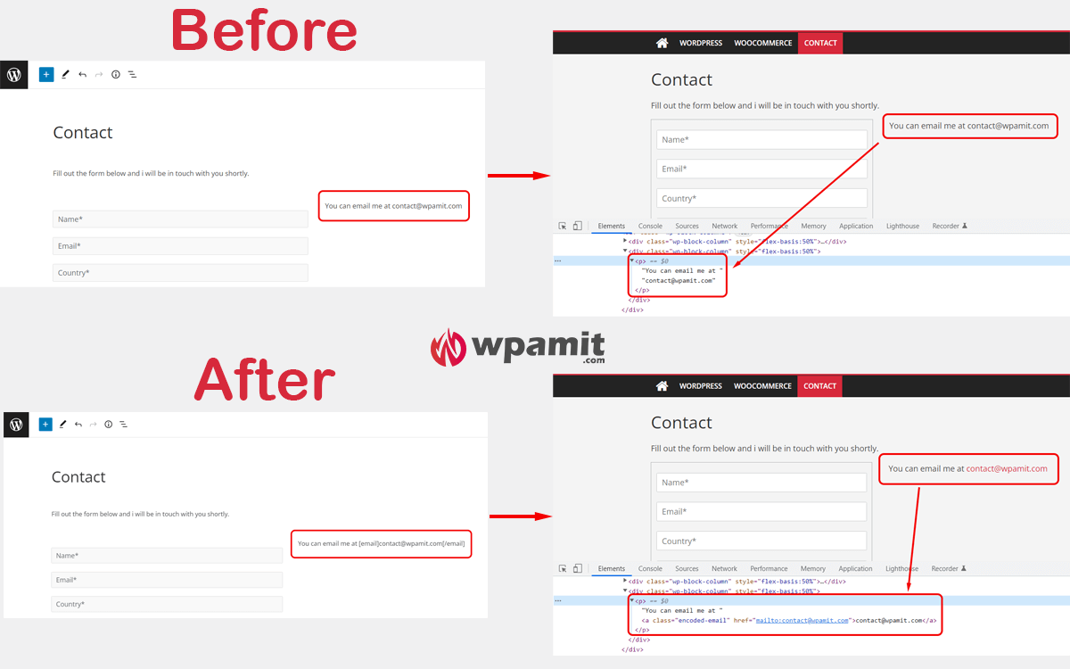 Encode Email Address to prevent Spam in WordPress 2 wpamit hide or encode email address in wordpress without plugin by adding snippet in functions.php file 2