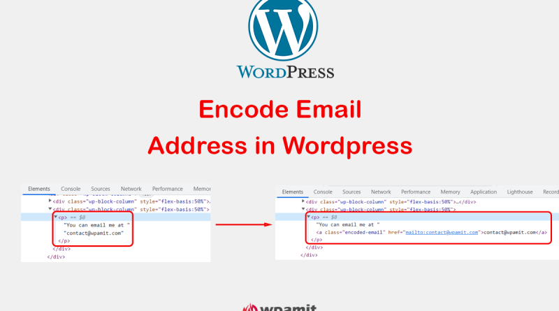 wpamit hide or encode email address in wordpress without plugin (by adding snippet in functions.php file)