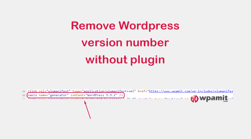 wpamit remove wordpress version number without plugin