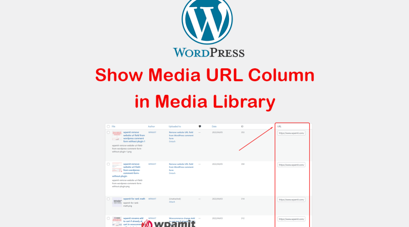 wpamit show media URL column in media library without plugin (by using snippet in functions.php file)