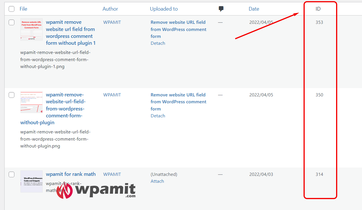 Show Media ID column in Media Library WordPress 2 wpamit show media id column in media library without plugin by using snippet in functions.php file 2