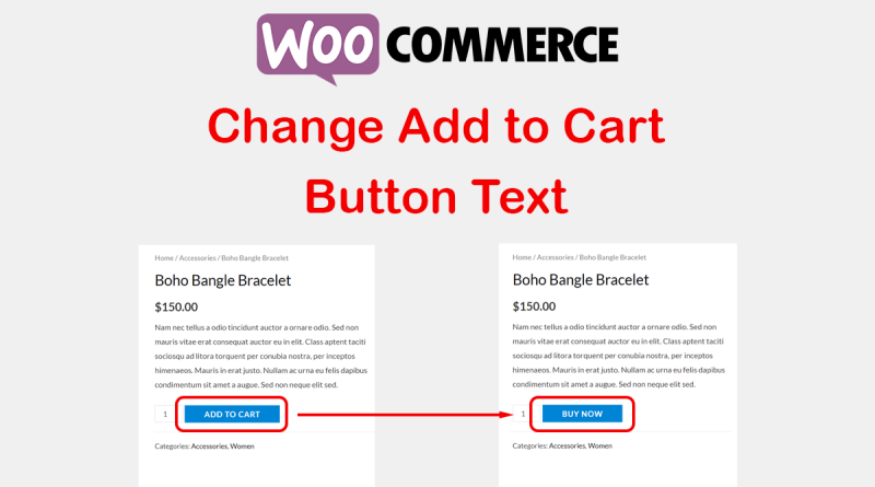 wpamit woocommerce change add to cart button text without plugin