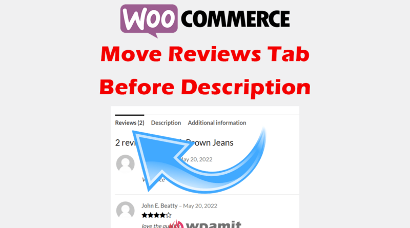 wpamit move reviews tab before description in woocommerce without plugin