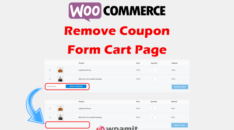 wpamit how to remove coupon form from cart page in woocommerce without plugin